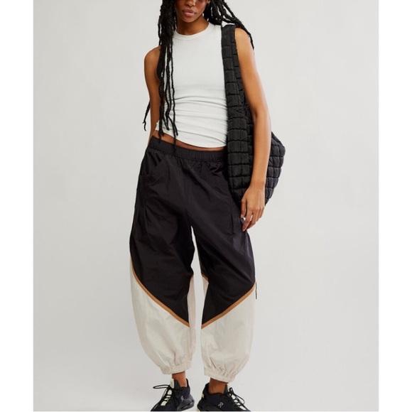 NWOT Free People Movement Freeflow Embroidered Pants in Black Combo - Picture 2 of 7